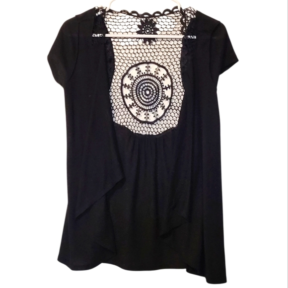 Ever Blue Lace Black Crochet Embellished Wrap Shawl Size Small - Picture 1 of 7